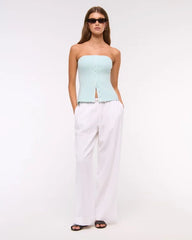 Ottoman Button-Front Tube Top