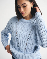 Textural Stitch Cable Crew Sweater