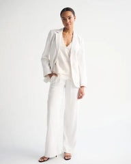 Linen-Blend Nipped-Waist Blazer