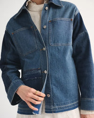 Reworked Linen-Blend Denim Shirt Jacket