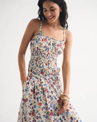 Bra-Free Smocked Drop-Waist Maxi Dress