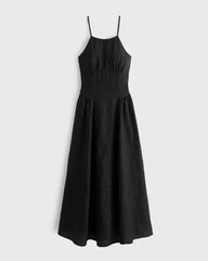 100% Linen A&F Dylan Halter Midi Dress