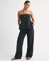 Curve Love A&F Sloane Lightweight Crepe Tailored Wide Leg Pant