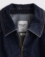 Relaxed Linen-Blend Denim Bomber Jacket