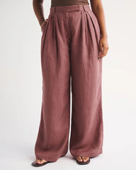 100% Linen Curve Love High Rise Tailored Palazzo Pant