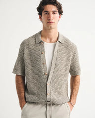 100% Cotton Space-Dye Button-Through Sweater Polo