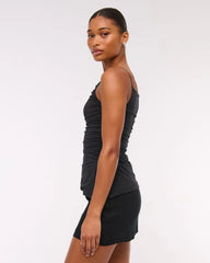 The A&F Scarlett Curve Love Linen-Blend Mini Skort