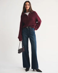 Airspun Cotton-Blend Half-Zip Mockneck