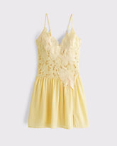 Bra-Free Applique Lace Mini Dress