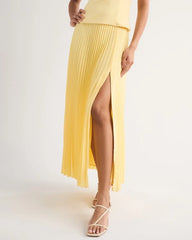 High Rise Pleated Maxi Set Skirt