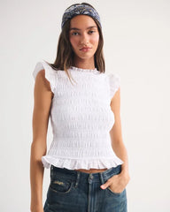 100% Cotton Tie-Back Smocked Top