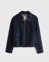 Relaxed Linen-Blend Denim Bomber Jacket