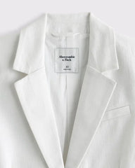 Linen-Blend Nipped-Waist Blazer