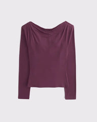Bra-Free Long-Sleeve Cowl Back Top