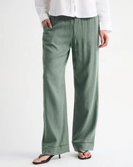 A&F Gemma Linen-Blend Wide Leg Pull-On Pant