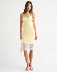 Bra-Free Lace-Trim Slip Midi Dress