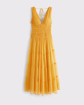 Bra-Free Ruched Flowy Maxi Dress