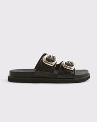 Embossed Crocodile Slide Sandals