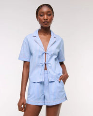 Short-Sleeve Tie-Front Sleep Shirt