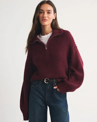 Airspun Cotton-Blend Half-Zip Mockneck
