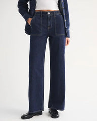 Linen-Blend High Rise Wide Leg Jean