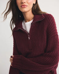 Airspun Cotton-Blend Half-Zip Mockneck