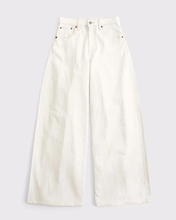 Linen-Blend High Rise Ultra Wide Leg Jean