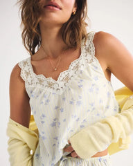 100% Cotton Lace-Trim Sleep Cami