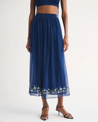 High Rise Embroidered Maxi Set Skirt