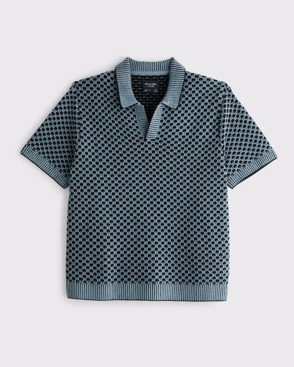 100% Cotton Casual Johnny Collar Sweater Polo