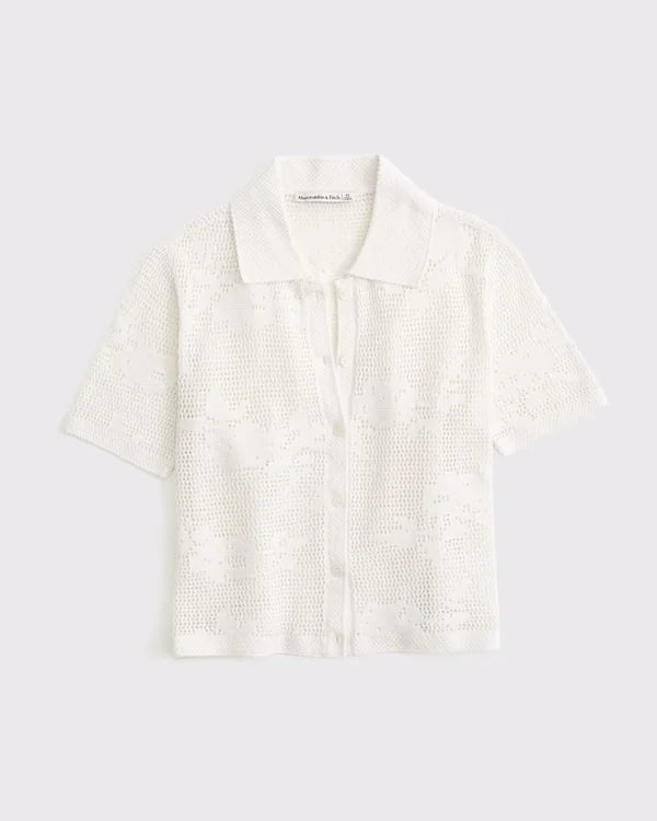 Floral Crochet Polo