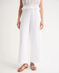100% Linen High Rise Cropped Wide Leg Pant