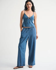 A&F Gemma Chambray Wide Leg Pull-On Pant