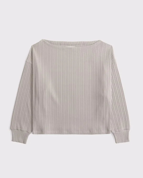 Long-Sleeve Lounge Wide Rib Slash Top
