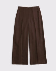 100% Linen Curve Love High Rise Cropped Wide Leg Pant
