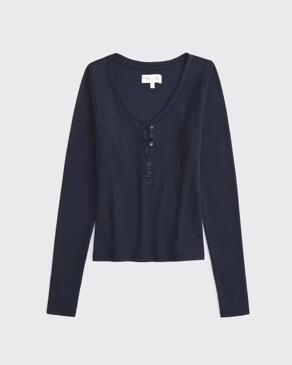 Long-Sleeve Rib Henley
