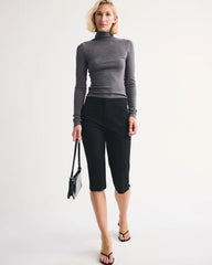 Fine Wool-Blend Mockneck Top