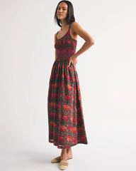 100% Cotton A&F Sydney Smocked Dipped-Waist Maxi Dress