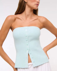 Ottoman Button-Front Tube Top