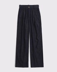 Curve Love A&F Sloane Chambray Tailored Wide Leg Pant