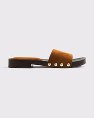 Vegan Leather Wood Heel Sandals
