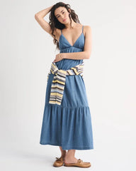 Bra-Free Chambray Flowy Maxi Dress