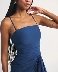 Bra-Free Strapless Draped Maxi Dress