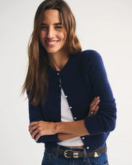 Merino Wool-Blend Shrunken Crew Cardigan