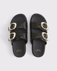 Embossed Crocodile Slide Sandals