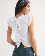 100% Cotton Tie-Back Smocked Top