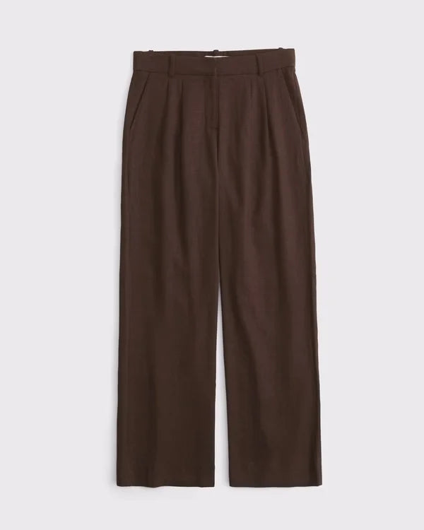 Curve Love A&F Sloane Low Rise Linen-Blend Tailored Wide Leg Pant