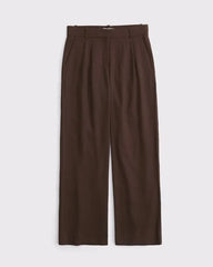 Curve Love A&F Sloane Low Rise Linen-Blend Tailored Wide Leg Pant