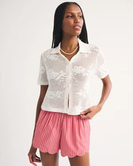 Floral Crochet Polo
