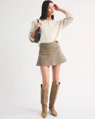 Drop Waist Wool-Blend Mini Skort